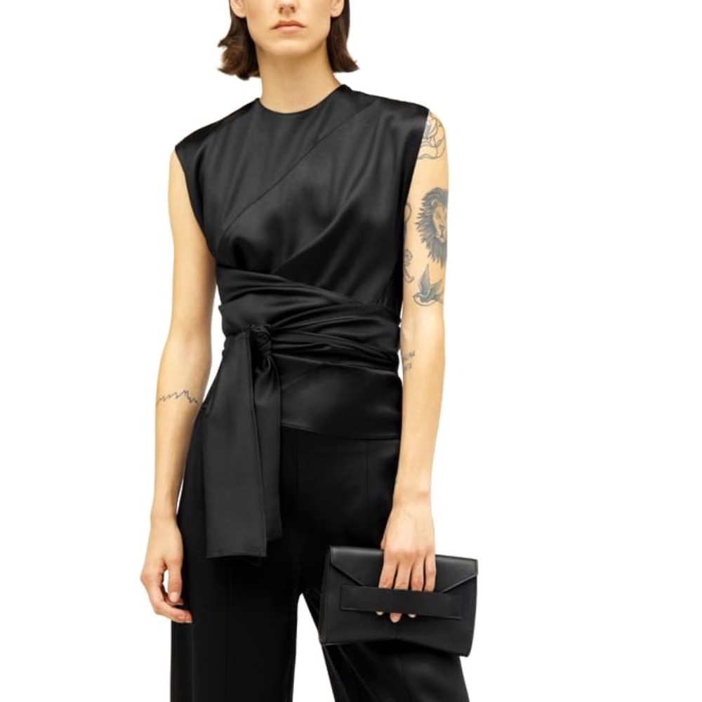 Zara Narcisco Rodriguez Satin Tie Top SZ S